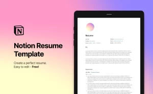 Create a perfect resume with my new Notion Resume Template. Easy to edit - Completely Free!