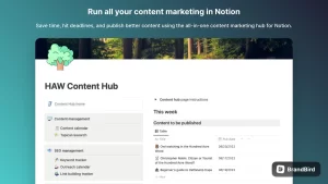 The Porpoise content marketing hub is a comprehensive set of Notion templates designed to help you manage an end-to-end content marketing program