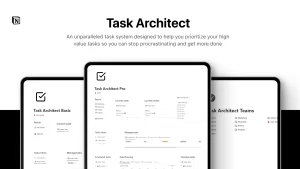 Task Architect is an unparalleled task system designed to help you prioritize your high value tasks so you can stop procrastinating and get more done.