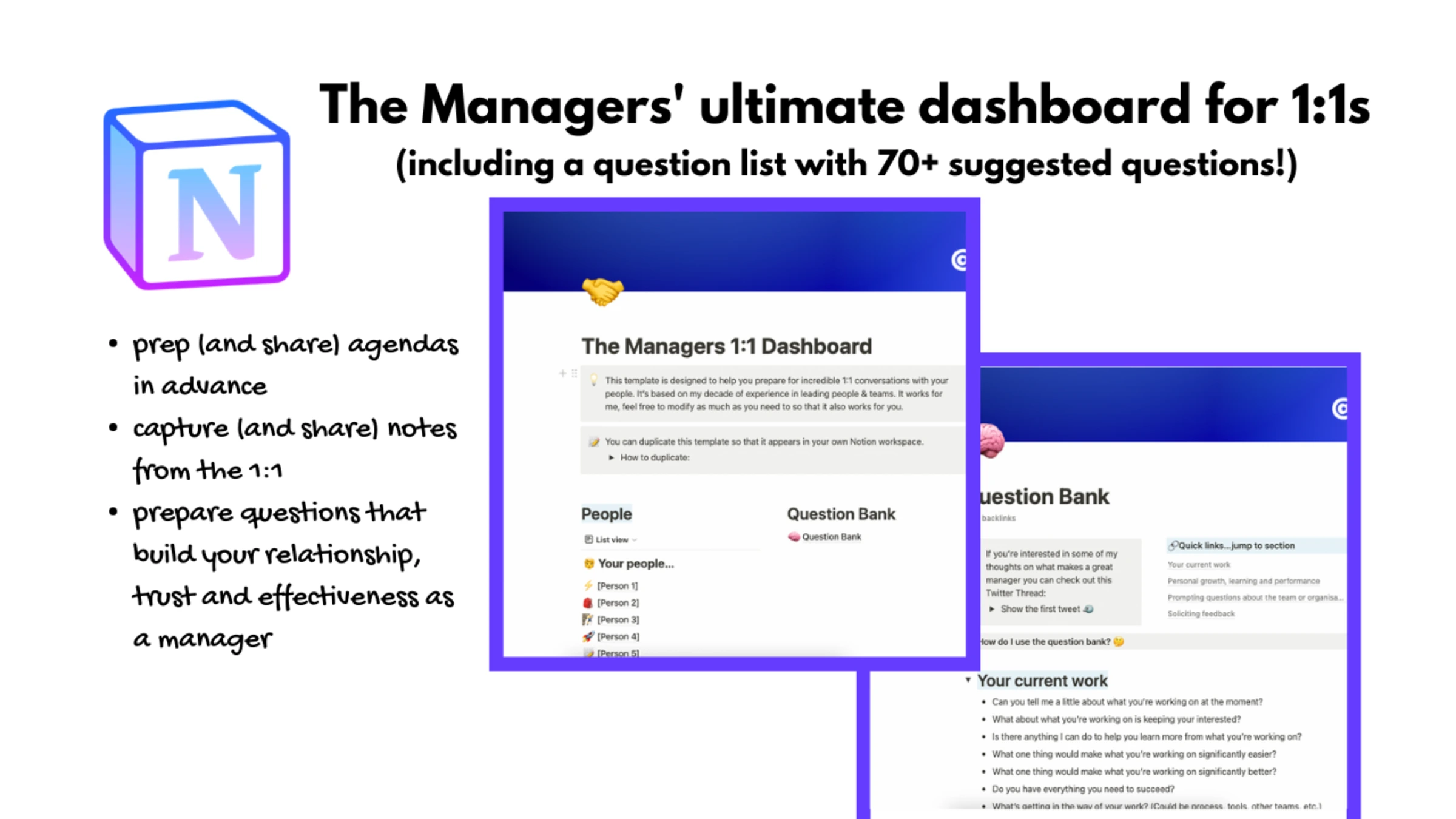 The ultimate dashboard for 1:1s for Managers (with 70+ suggested questions!)