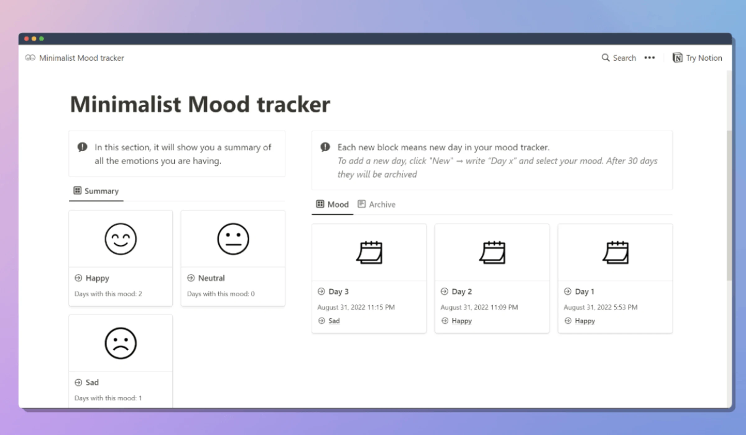 Minimalist Mood Tracker