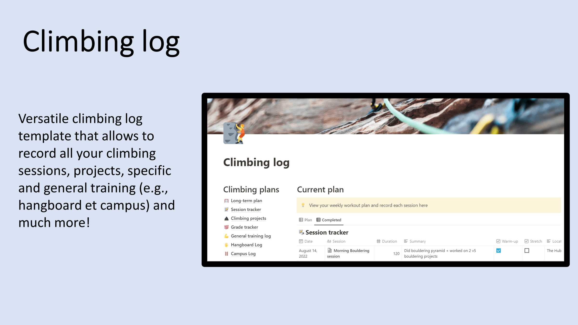 Climbing training tracker