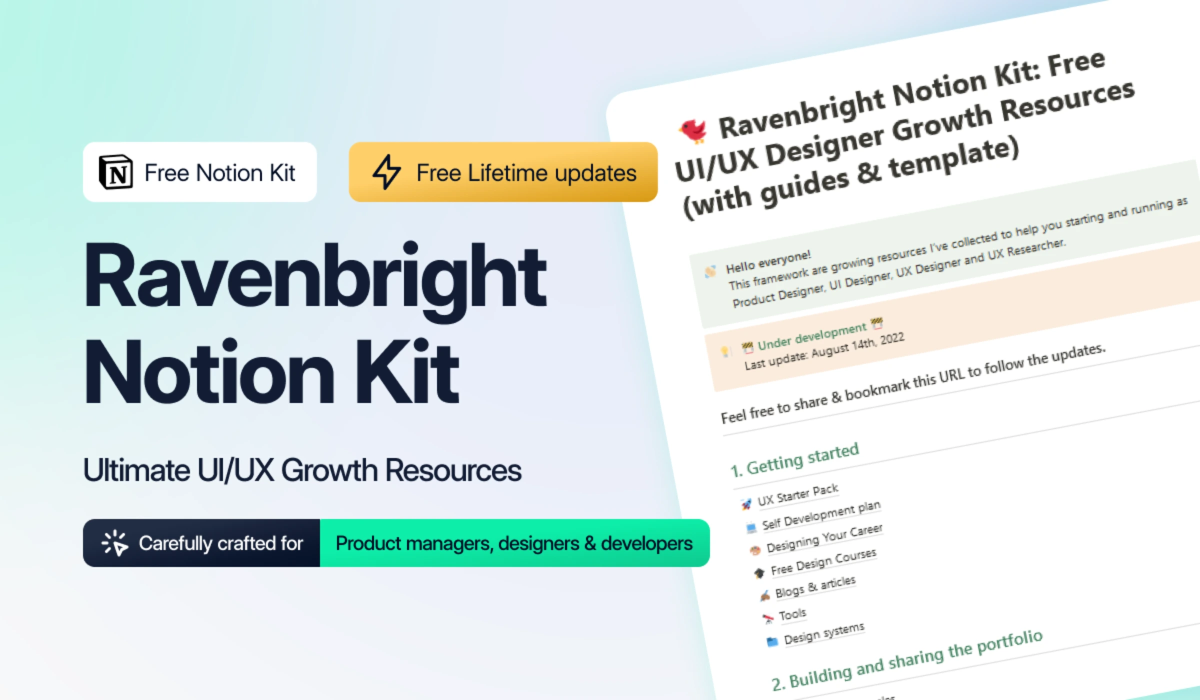 Ravenbright Notion Kit: Free UI/UX Designer Growth Resources