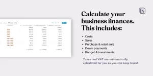 You can use it to keep track of your business finances by calculating: expenses & costs