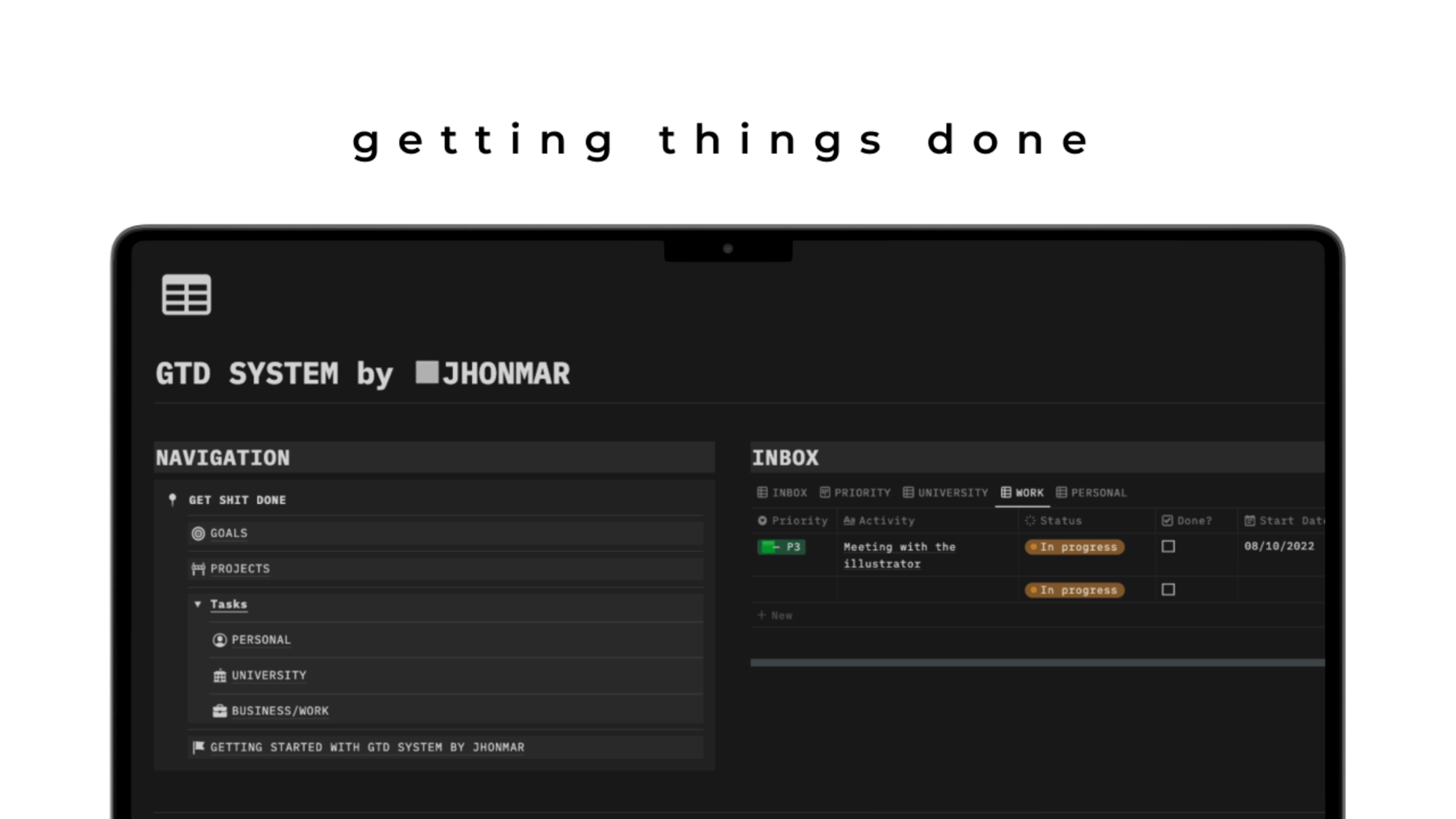 [NOTION] GTD System Dashboard