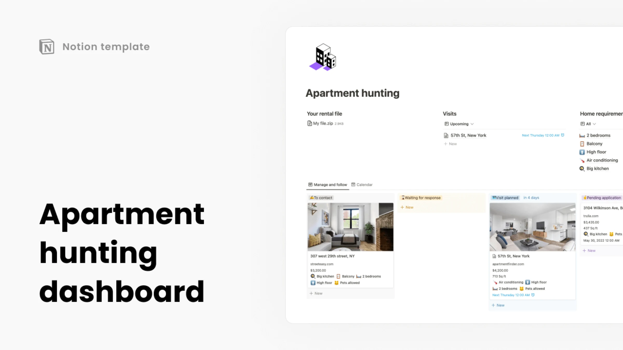 Apartment hunting dashboard