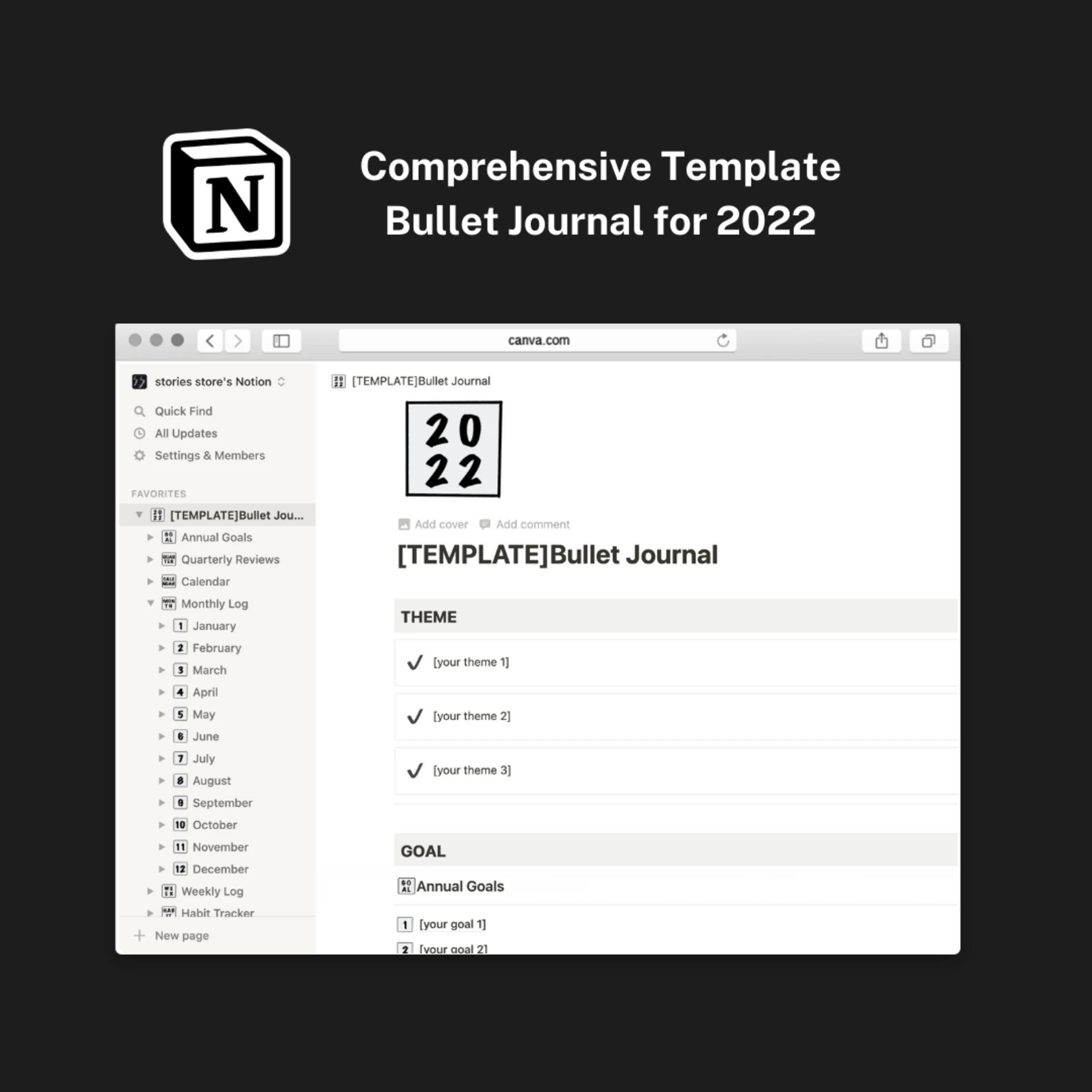 2022 Super Bullet Journal Notion Template