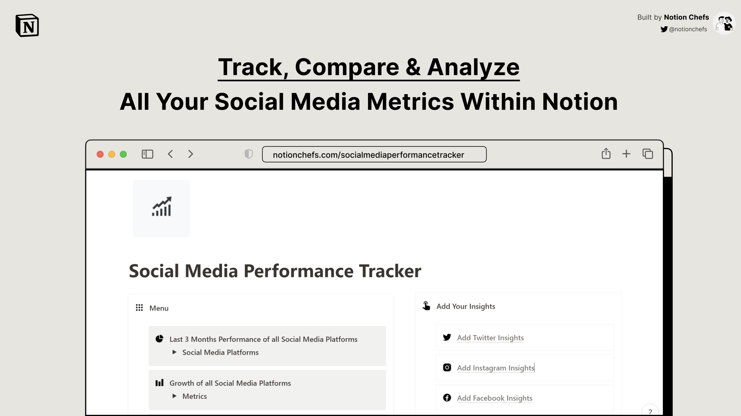 NotionChefs Social Media Performance Tracker