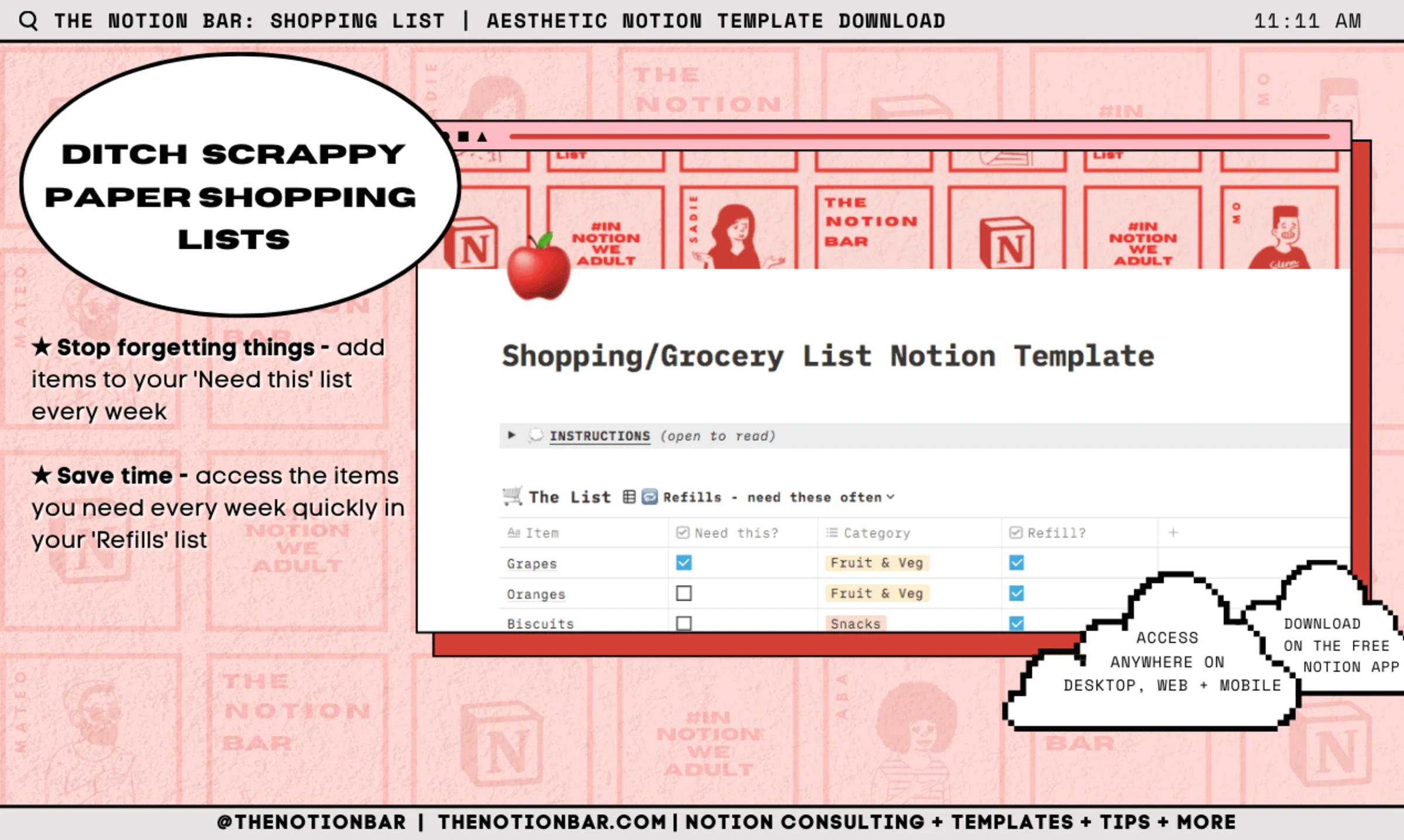 Shopping/Groceries List Manager Notion Template