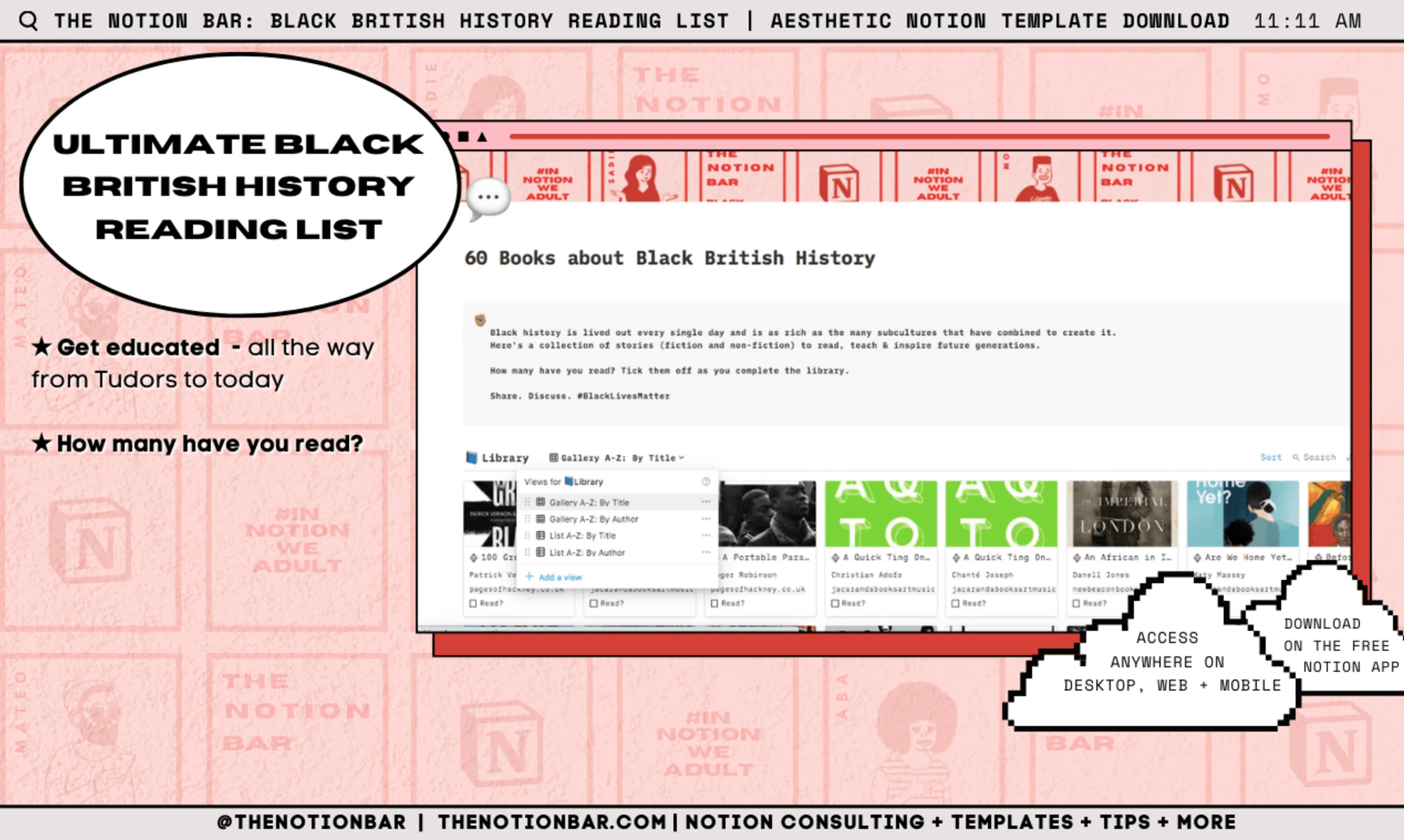 Ultimate Black British History Reading List | Aesthetic Notion Template Download