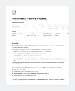 I created these two tables to keep track of my invested money