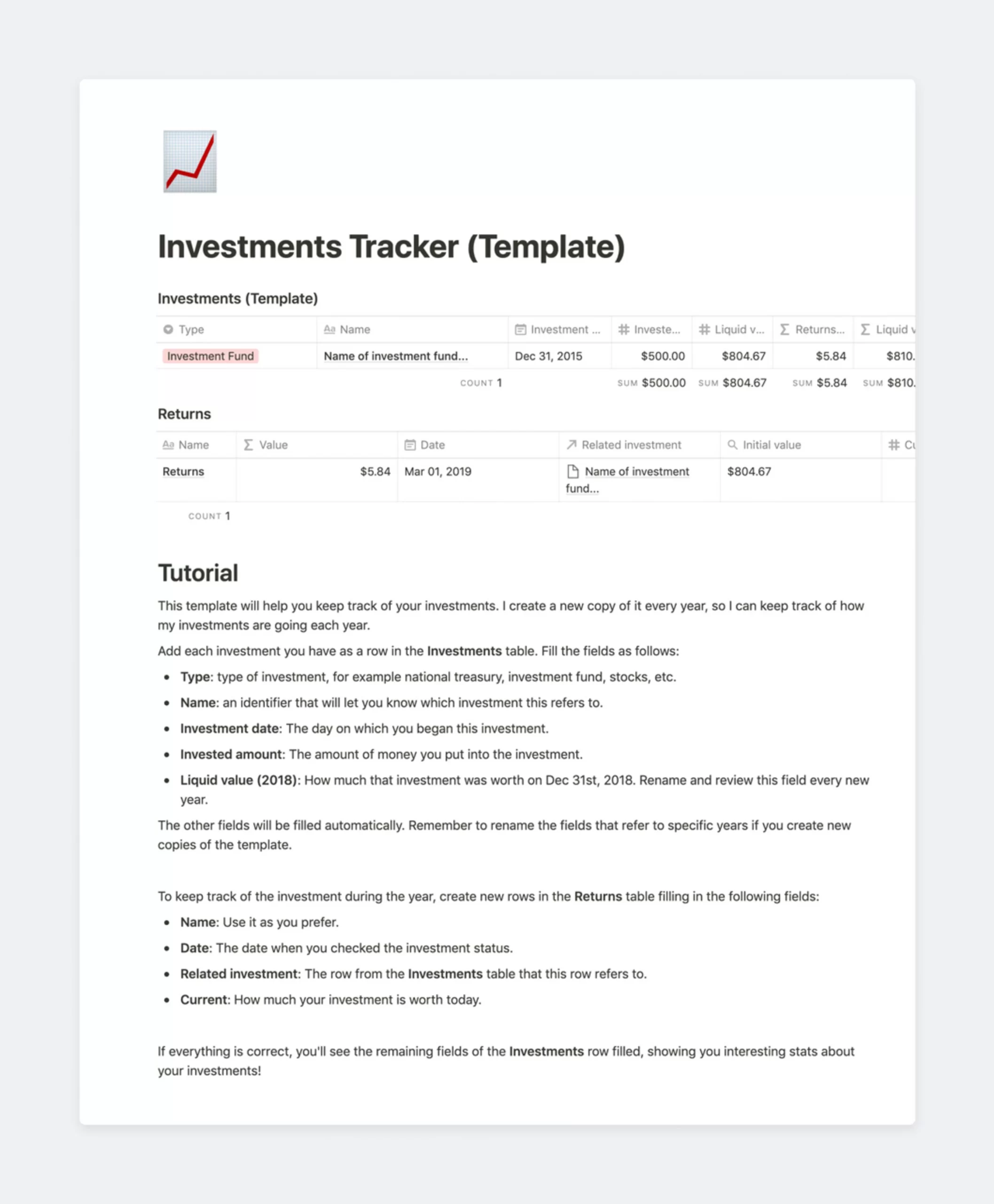 Investments tracker