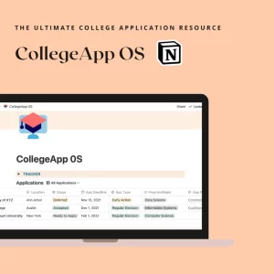 CollegeApp OS is a comprehensive Notion dashboard to help high schoolers apply to college. It serves as an all-in-one workspace for students to draft essays