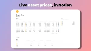 The Crypto & NFT Tracker Dashboard is an easy-to-use dashboard that allows you to track both your NFTs & your cryptos. It's also the only template that enables to retrieve real-time asset prices.