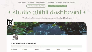 Are you a fan of studio ghibli? You want to manage your life with an aesthetic template. Our all-in-one notion template is made for you. Enjoy the most powerful animated notion template designed especially for you studio ghibli fans.